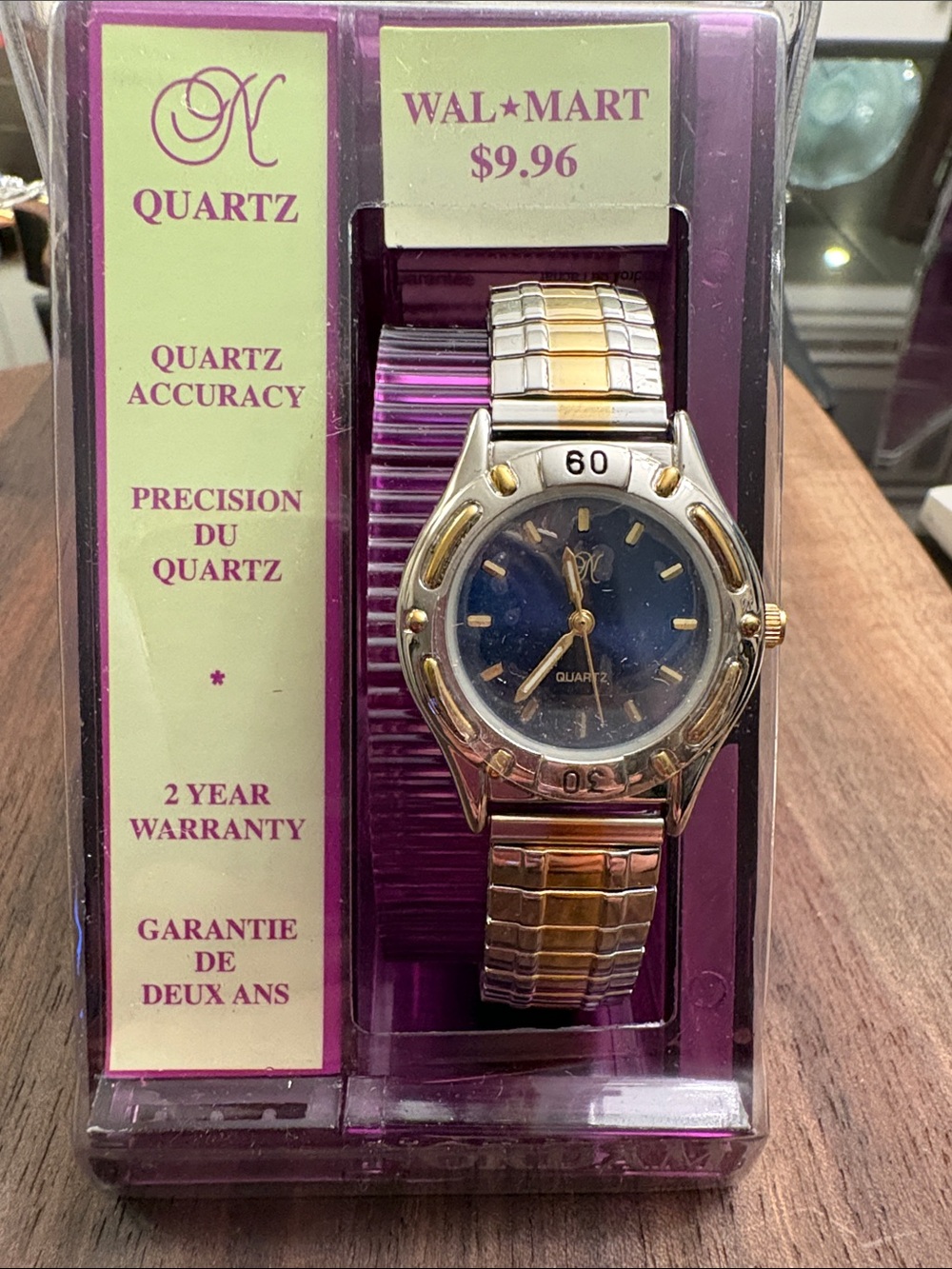 Vintage-Tone Women’s Watch - Blue Dial, Gold & Silver Bracelet